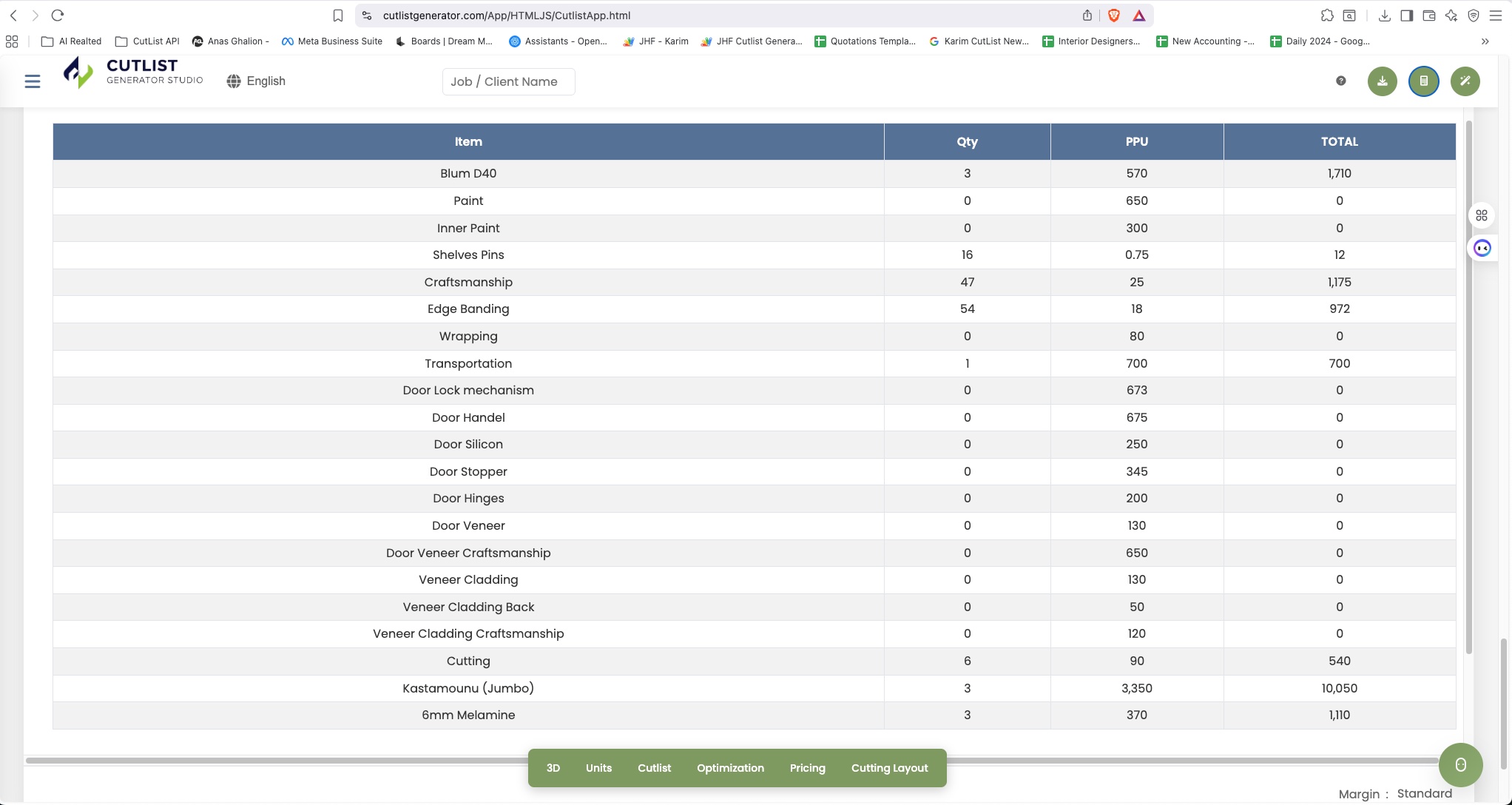 Bill of Quantities (BOQ) Generator